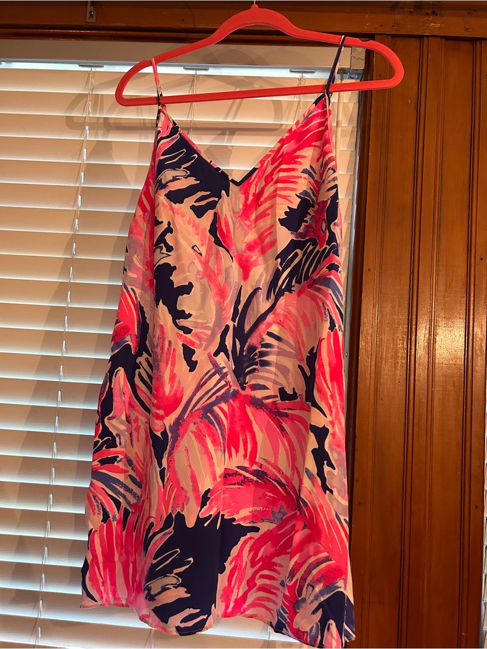 Lilly Pulitzer Pink & Navy Tropical Slip Dress -100% silk